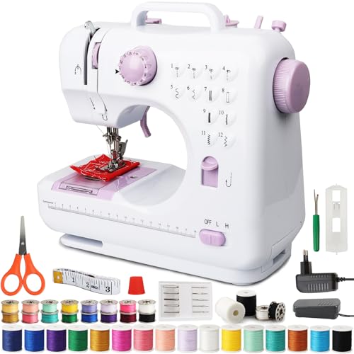 BRICH Mini Nähmaschine Set – Tragbare & Einsteigerfreundliche nähmaschine anfänger mit 12 Stichen für Erwachsene und nähmaschine kinder Alter 8-12, Ideal für DIY Projekte und Reisen Strom/Batteriebetr