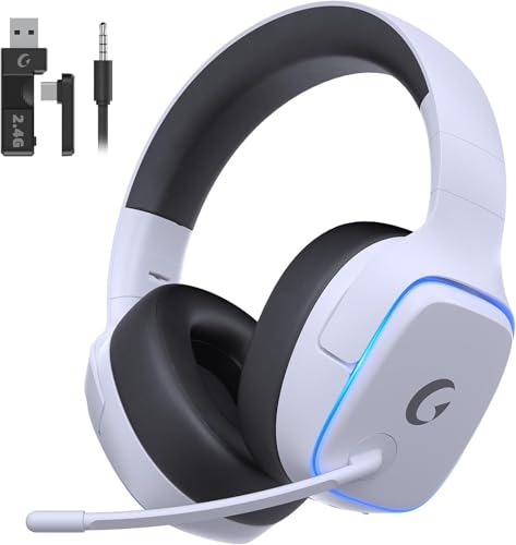 Gvyugke PS5 Headset Wireless, Gaming Headset für PS5, PS4, PC, Switch, Kopfhörer Kabellos Bluetooth 5.3, 2.4GHz Wireless Headset mit Mikrofon, 7.1 Surround Sound, 70 Stunden, RGB Lichter