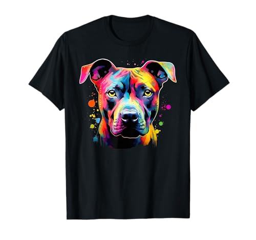 Bunte Pop Art American Staffordshire Terrier Liebhaber T-Shirt