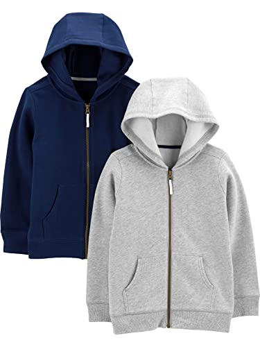 Simple Joys by Carter's Fleece-Pullover mit Kapuze, für Babys, Jungen, 2er-Pack ,Gray/Navy ,0-3 Months