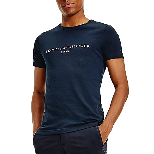 Tommy Hilfiger Herren T-Shirt Kurzarm Core Tommy Logo Rundhalsausschnitt, Blau (Sky Captain), XXL