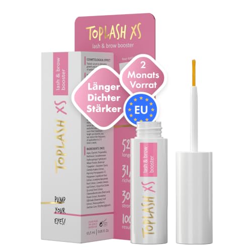 TOPLASH Wimpernserum ohne Hormone – hochdosiertes Wimpern- & Augenbrauenserum für längere, dichtere & vollere Wimpern – hormonfrei, vegan & hautverträglich – Wimpernwachstumsserum 2 ml