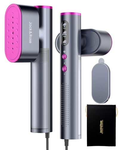 Jack&Rose Dampfglätter, 110-240V Weltweite Spannung, 1000W Steamer, Tragbarer & Handlicher Reisedampfglätter, 15s Schnellaufheizung, 2-in-1 Steamer Dampfglätter für Globale Reise & Urlaub