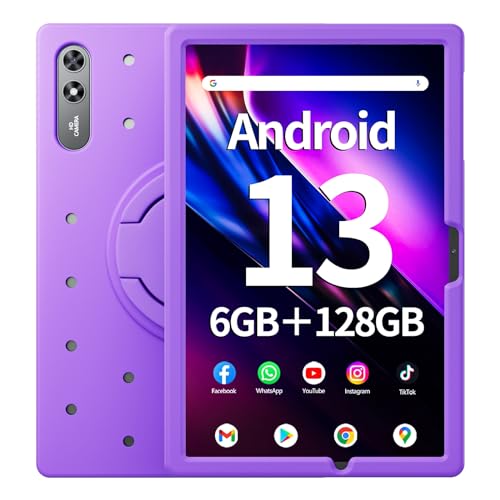 SGIN Tablet 10.51 Zoll Android 13 Tablet PC 6GB RAM 128GB Storage, 1200 * 1920 FHD IPS Display, Octa-core Processor, Dual Camera(5MP+13MP), WiFi, Bluetooth, GPS, Type-C, GPS, 6200mAh Battery (Purple)