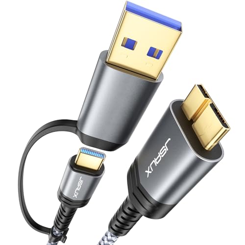 JSAUX USB 3.0/C Micro B Kabel 0.5M, 20Gbps USB 3.0/C Stecker auf Micro B Stecker Datenkabel Externe Festplatten Kompatibel mit Toshiba, WD, Seagate Festplatte, MacBook, Galaxy S5/ Note 3/Note Pro 12,2