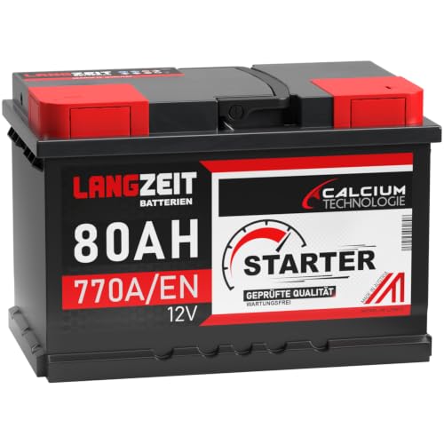 LANGZEIT Autobatterie 80Ah 12v 770A/EN ersetzt Batterie 74Ah 72Ah 75Ah 77Ah