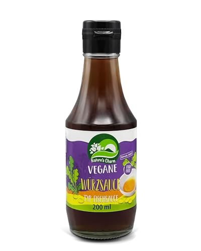 Nature’s Charm vegane Fischsauce I Pflanzliche Würzsauce mit Umami I Authentischer asiatischer Geschmack I Ideal zum Würzen von Currys, Suppen, Dips und Marinaden I 1 x 200 ml