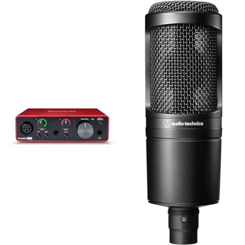 Focusrite Scarlett Solo 3. Gen USB-Audio-Interface-Bundle & Audio-Technica 2020 Kondensatormikrofon mit Nierencharakteristik Schwarz