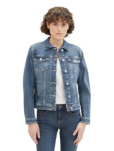 TOM TAILOR Damen Basic Jeansjacke, 10120 - Used Dark Stone Blue Denim, M