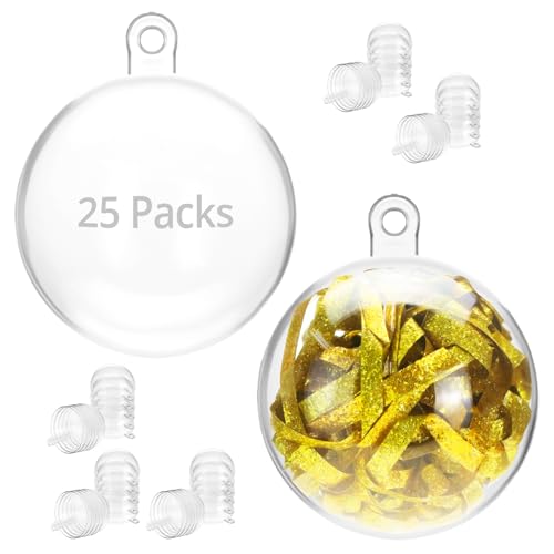 QWORK® 25 Stück Kunststoffkugel Transparent, Ø 4 cm Weihnachtskugeln, Plastikkugeln Zum Befüllen