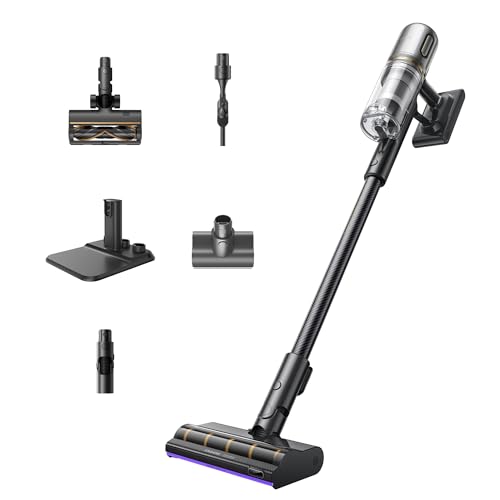 Dreame V20 Kabelloser Staubsauger, Kantenreinigung 0 mm, für Hartböden und Teppiche, 210 AW Saugkraft, ohne Verheddern, 90 Minuten maximale Laufzeit, Filterung 99,99%, entfernt Tierhaare