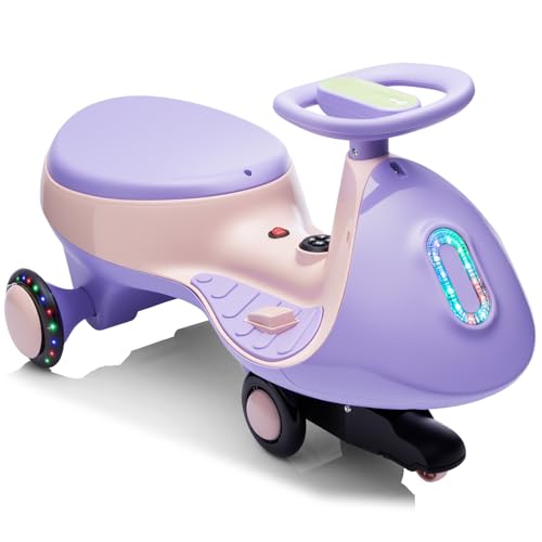LALAHO Kinder Elektroauto 12V, Elektrisches Rutschauto mit Pedal, Kinderauto Elektrisch, Elektrofahrzeuge 2 Geschwindigkeit Kippschutz, Bluetooth, für Kind ab 3 Jahren (Violett-Rosa)