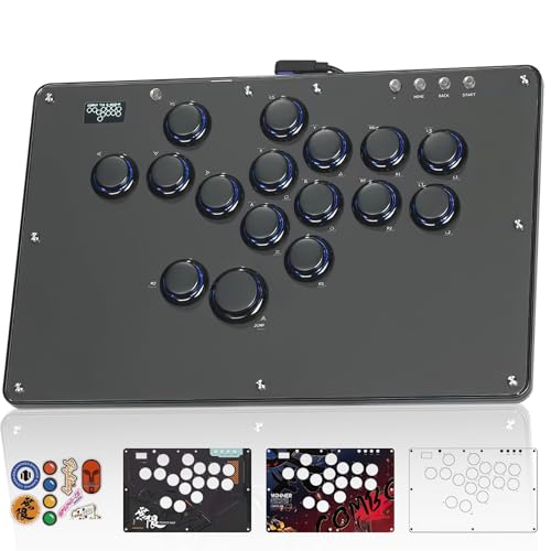 Sehawei Arcade Stick U16 All-Button Gamerfinger mit Custom RGB & Turbo Funktionen, Arcade Controller Street Fight für PC/Ps3/Ps4/Switch/Steam Game Keyboard-Supports Hot Swap & SOCD