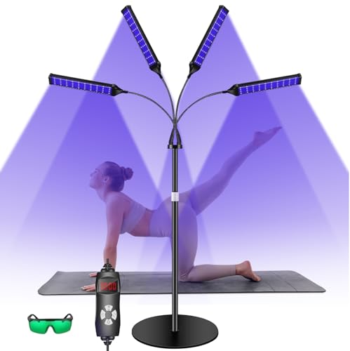 Solarium Für Zuhause, Bräunungslampe, 660nm & 850nm Gesichtsbräuner mit 420 LED, 5 Helligkeitsstufen, 3 Modi, Verstellbare Höhe, Bräunungslicht Solarium mit Schutzbrille für Körper und Gesicht