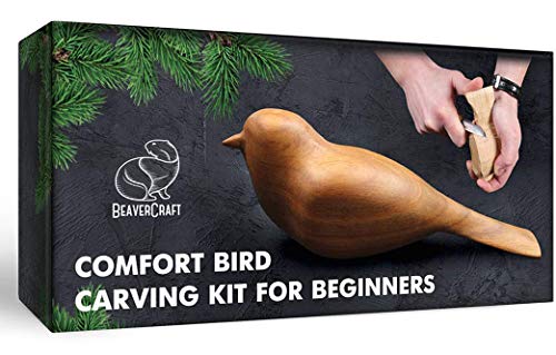 BeaverCraft Holzschnitzset Komfort Vogel DIY mit Schnitzmesser, Linde Holz-Blöcken zum Schnitzen – Buch Spaßprojekt Bird ausschnitzen Holz Schnitzwerkzeug Set für Anfänger Erwachsene Kinder Hobby Set
