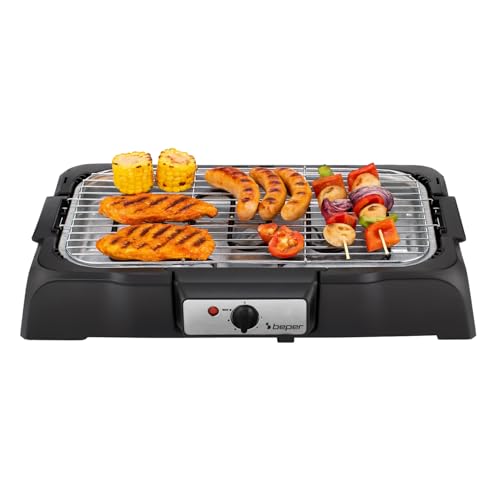 BEPER P101BBQ001 2000W Elektrogrill, XXL-Grillfläche (41,5 x 24 cm), rauchfreies Grillen, zwei Grillpositionen, abnehmbare Teile, einstellbares Thermostat
