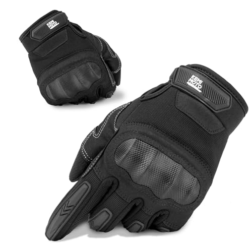 KEMIMOTO Outddoor Handschuhe Herren, Taktische Handschuhe mit Protektor und Touchscreen, Atmungsaktiv, Vollfinger, Motorradhandschuhe für Motocross, Quad, Moped, Roller, Mountainbike