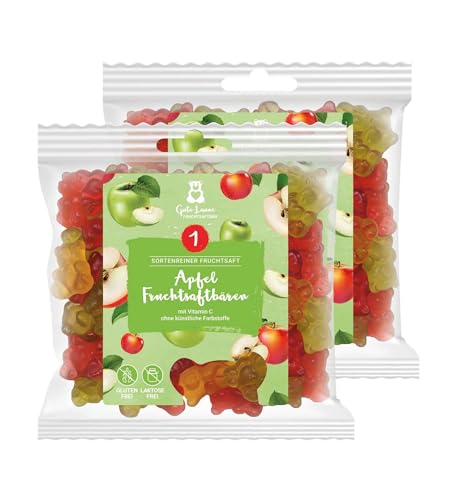 2er Sets Apfel Fruchtsaftbären Gute Laune | Apfel | 20% sortenreine Fruchtsäfte | Ohne künstliche Farbstoffe und Geschmacksverstärker| Gluten- und Laktosefrei