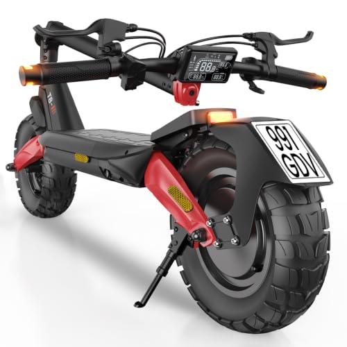 E Scooter mit Straßenzulassung 10 Zoll Offroad-Reifen 500W Motor | MAX 80Km Reichweite | Bequeme Dämpfung & Blinker (EMark) | E Roller für Erwachsene