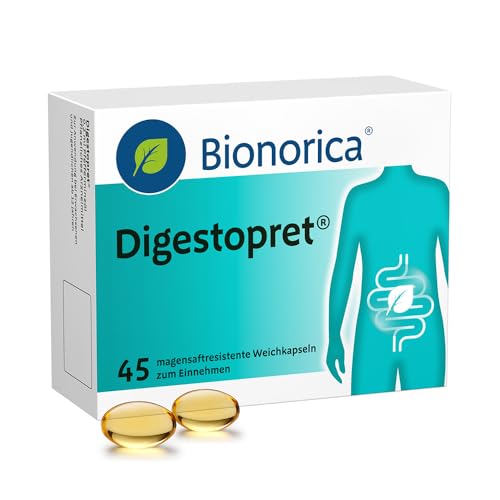 Digestopret, bei anhaltenden, wiederkehrenden Verdauungsbeschwerden wie Krämpfe, Schmerzen, Blähungen & Völlegefühl, magensaftresistente Weichkapseln, für Erwachsene & Jugendliche ab 12 Jahren, 45 St