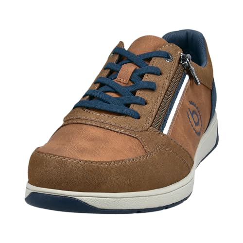bugatti man Herren Low-Top Sneaker, Männer Sneaker, Wechselfußbett,Turnschuhe,Laufschuhe,leger,sportlich,maennlich,Men's,Cognac (6300),43 EU/EU UK