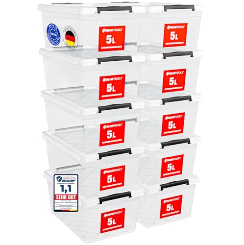 ATHLON TOOLS 10er Set 5l Aufbewahrungsbox mit Deckel klein BPA-frei