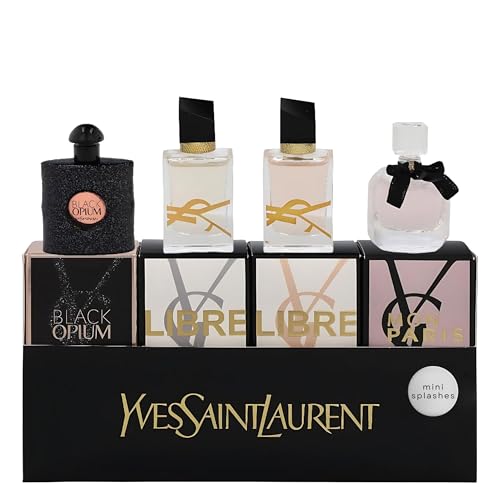 Yves Saint Laurent YSL Parfüm-Miniatur-Reise-Set für Damen, Libre EDT 7,1 g + Libre EDP 7,1 g + Mon Paris EDP 7,1 g + Black Opium Eau de Parfum 7,5 ml