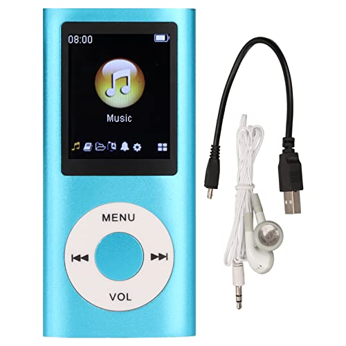 MP3-Musikplayer, MP3-Player, Tragbarer MP3-Player, Schlanker 1,8-Zoll-LCD-Bildschirm, mit Kopfhörer, Unterstützt MP3, WMA, FLAC, APE, AAC, OGG, Unterstützt Bis zu 64G (Blau)
