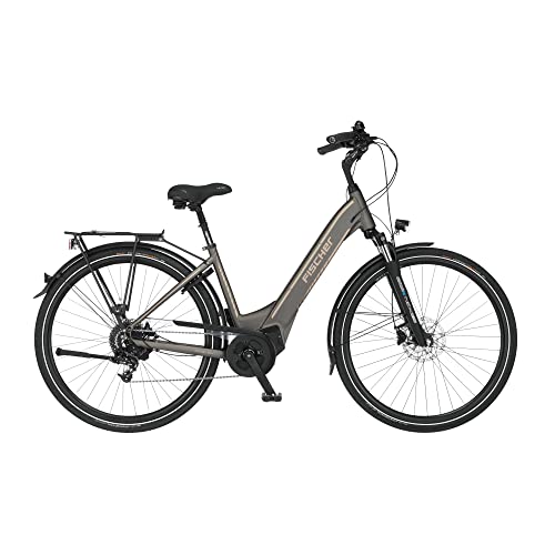 Fischer E-Bike City | CITA 6.0i Elektrofahrrad für Damen und Herren | RH 44 cm | E Bike mit Mittelmotor 50 Nm | 36 V Akku im Rahmen, Platingrau Matt, 28 Zoll