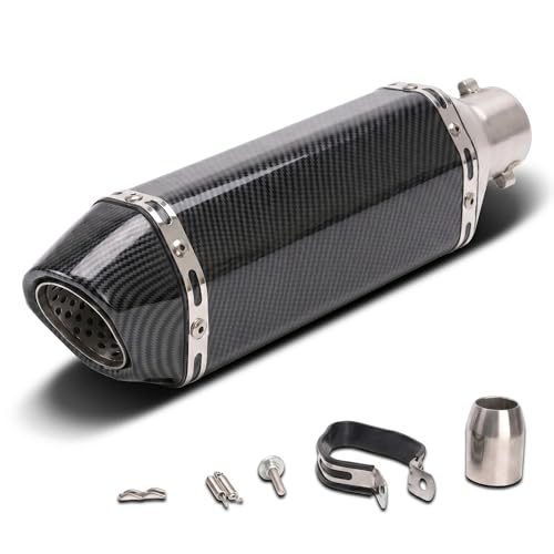 Universal Motorrad Auspuff Schalldämpfer 51mm Edelstahl, Slip-On Endschalldämpfer mit Montagesatz, kompatibel mit FZ6N R1 R3 R6 NMAX TMAX 800