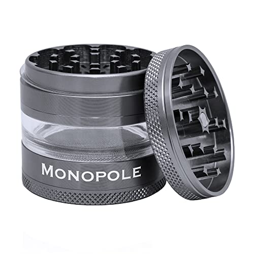 Monopole Grinder Cruncher Crusher Mühle ø60mm Edition Panorama 3 und 4-teilig Aero Aluminium Set Pollen-Scraper Catcher für Kräuter Gewürze Herb Tee