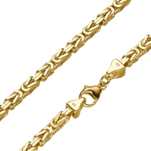 SchmuckForever Vergoldete 5mm Königskette 925 Silber massiv - Länge Wählbar Gold Vergoldet Collier Halskette oder Armband (55)