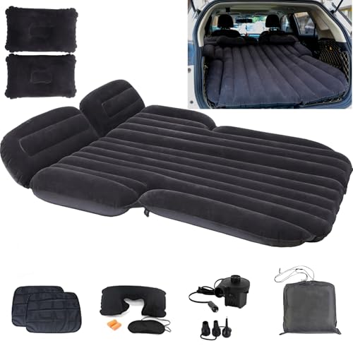 Icelus Auto Matratze,195 * 130 * 15 cm SUV Auto Aufblasbare Matratze Luftmatratze Kofferraum with Luftpumpe,Auto Rücksitz Dickere Kombi Bett für Reisen Camping Outdoor