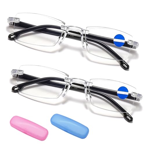 BENBENGO Intelligente Zoom Brille Automatische Fokuseinstellung,2 Stück Intelligente Brille,Autozoom Lesebrille,Lesebrille mit Automatischem Zoom,Anti Blaulicht Lesehilfe,für Nah und Fernsicht