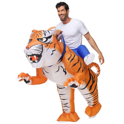 Spinosaurus Aufblasbares Tiger Kostüm für Erwachsene,Aufblasbares Kostüm Halloween Blow Up Costume Aufblasbares Tiger Fasching Kostüm für Damen und Herren