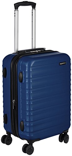 Amazon Basics Erweiterbarer Hartschalen-Kabinenkoffer – ABS-Reisegepäck mit 4 Spinner-Doppelrollen – Kratzfeste und leichte Konstruktion – 37,5cm x 25,5cm x 55,0cm – Marineblau