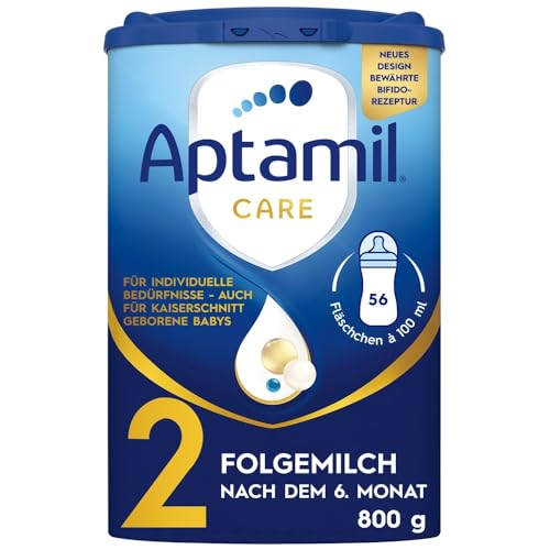 Aptamil Care 2 – Folgemilch nach dem 6. Monat, Mit Omega 3 & 6, DHA & ARA, Ohne Palmöl, Babynahrung, Milchpulver, 1x 800 g