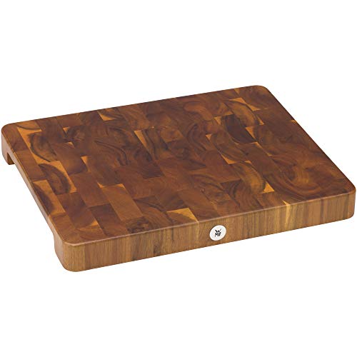 WMF Schneidebrett Holz groß massiv 40 x 32 x 4 cm, Holz, Akazienholz, klingenschonend, große Arbeitsfläche, Küchenbrett, Stirnholzoptik, Gummierte Füße