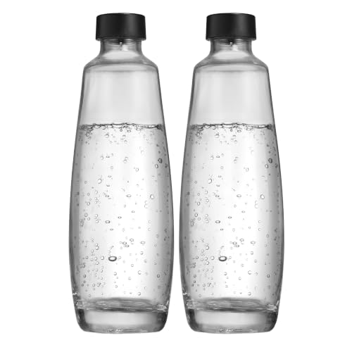 Sodastream Glasflasche 1L für DUO & E-DUO · 2er-Pack · DUO Glasflasche mit Schraubverschluss für Sprudelwasser · spülmaschinenfest · Premium Glas-Karaffe · nur mit SodaStream DUO & E-DUO kompatibel