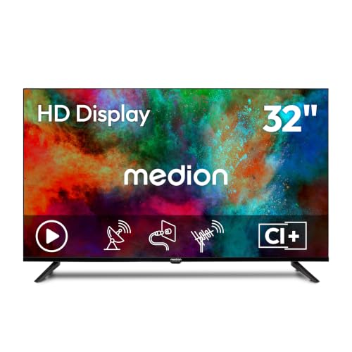 MEDION 80 cm (32 Zoll) HD Fernseher (Triple Tuner Receiver DVB-T2 DVB-C DVB-S2, 2 x HDMI, USB, Mediaplayer, VESA, CI+, MD 832002)