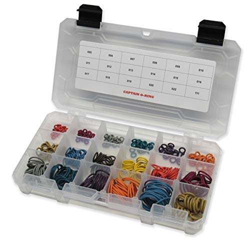 Captain O-Ring Players Kit Großes Farbkodiertes Master-Paintball-Oring-Set, 18 Größen, 360 Orings