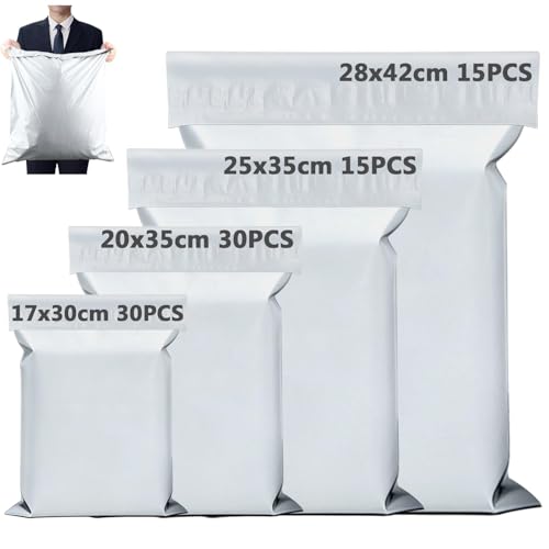 XRXYMQ 90 Stück Versandtaschen Set Versandtasche Selbstklebend Versandtaschen Kleidung Versandtüten Blickdicht Versandbeutel Wasserdichte Shipping Bags für Versand Lieferung Verpackung Versand 4 Größe