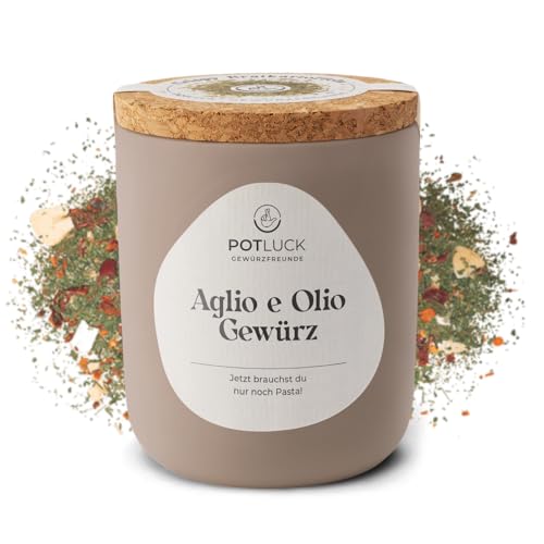 POTLUCK | Aglio e Olio Gewürz | Gewürzmischung im Keramiktopf | 60g | Vegan, glutenfrei und mit natürlichen Inhaltsstoffen