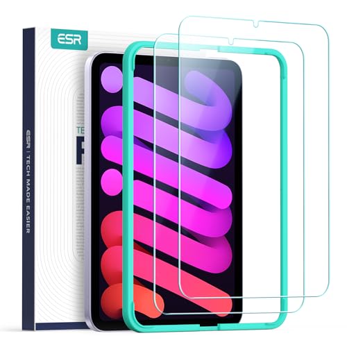ESR 2 Stück, für iPad Mini 7 (A17 Pro, 2024)/Mini 6. Generation (2021, 8,3 Zoll) für Panzerglas, Hartglas Folie mit Ausrichtrahmen, Kratzfest, HD-Klarheit, Blasenfrei