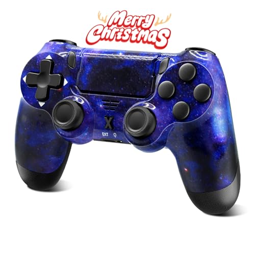 Glitfix Wireless Controller für PS-4, Controller Wireless für PS-4/Pro/Slim/PC, Bluetooth Gamepad Joystick mit Dual Vibration Touch Panel 3.5mm Audio Jack Six-Axis(starsky blue)