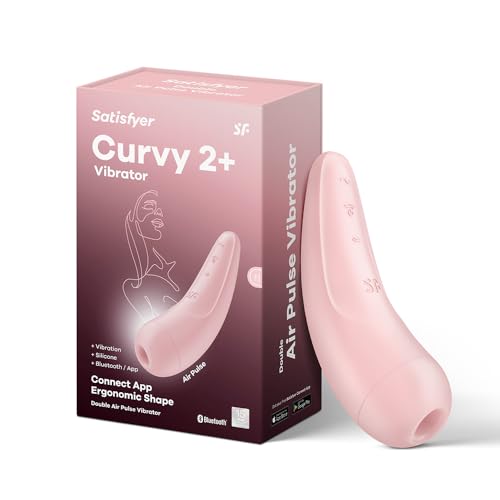 Satisfyer Curvy 2 Connect App Klitoris-Sauger 13,5 cm | Druckwellen-Vibrator Sex-Spielzeug für Sie | Klitoris-Stimulation leise & stark | Auflegevibrator mit Vibrationen und App | Farbe: Pink