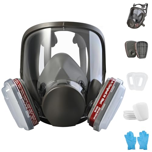 Faburo Vollgesichtsmaske Set, Atemschutzmaske Wiederverwendbare, Gasmaske Staubmaske Schutzmaske, Atemschutzmaske Gase Dämpfe für Malerei, Staub, Schleifen, Schneiden und Schweißen