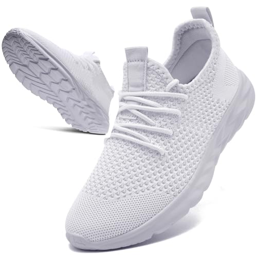 KTVHYW Turnschuhe Sportschuhe Damen Sneaker Leichte Laufschuhe Atmungsaktiv Sommer Schuhe Hallenschuhe Freizeitschuhe Running Tennis Walkingschuhe Straßenlaufschuhe Fitness Jogging Weiß 40