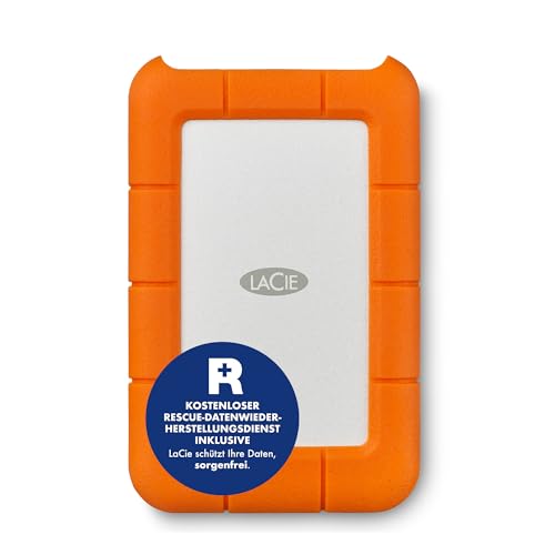 LaCie Rugged 2TB tragbare externe Festplatte, 2.5 Zoll, PC & Mac, inkl. USB-C w/o USB-A Kabel, inkl. Rescue Service (STFR2000800)