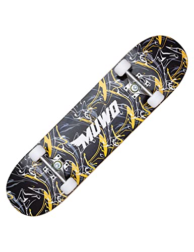 MUWO Street Skateboard 31 x 8 Zoll - Komplettboard für Einsteiger aus stabilem Holz und Aluminium, geeignet für Kinder, Teenager und Erwachsene mit verschiedenen Motive (Boundless Borders)